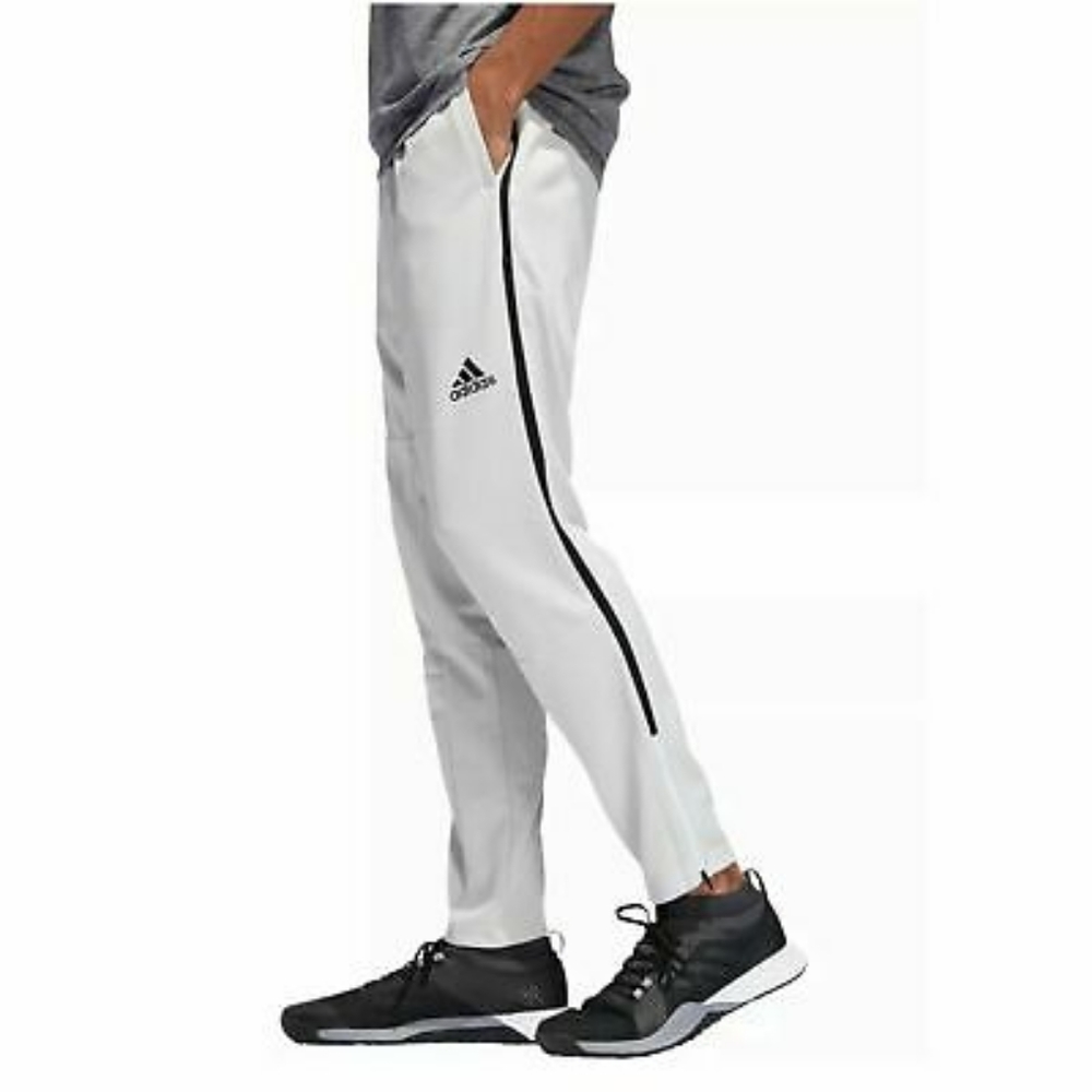 Men's Adidas Lightweight Axis Point Pants in Raw White with Ankle Zipper